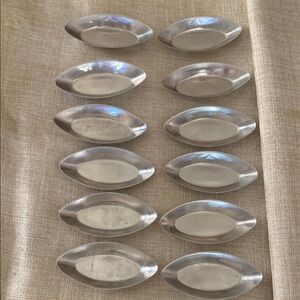 Set of 12 Nutbrown vintage small boat shaped patisserie tart baking tins